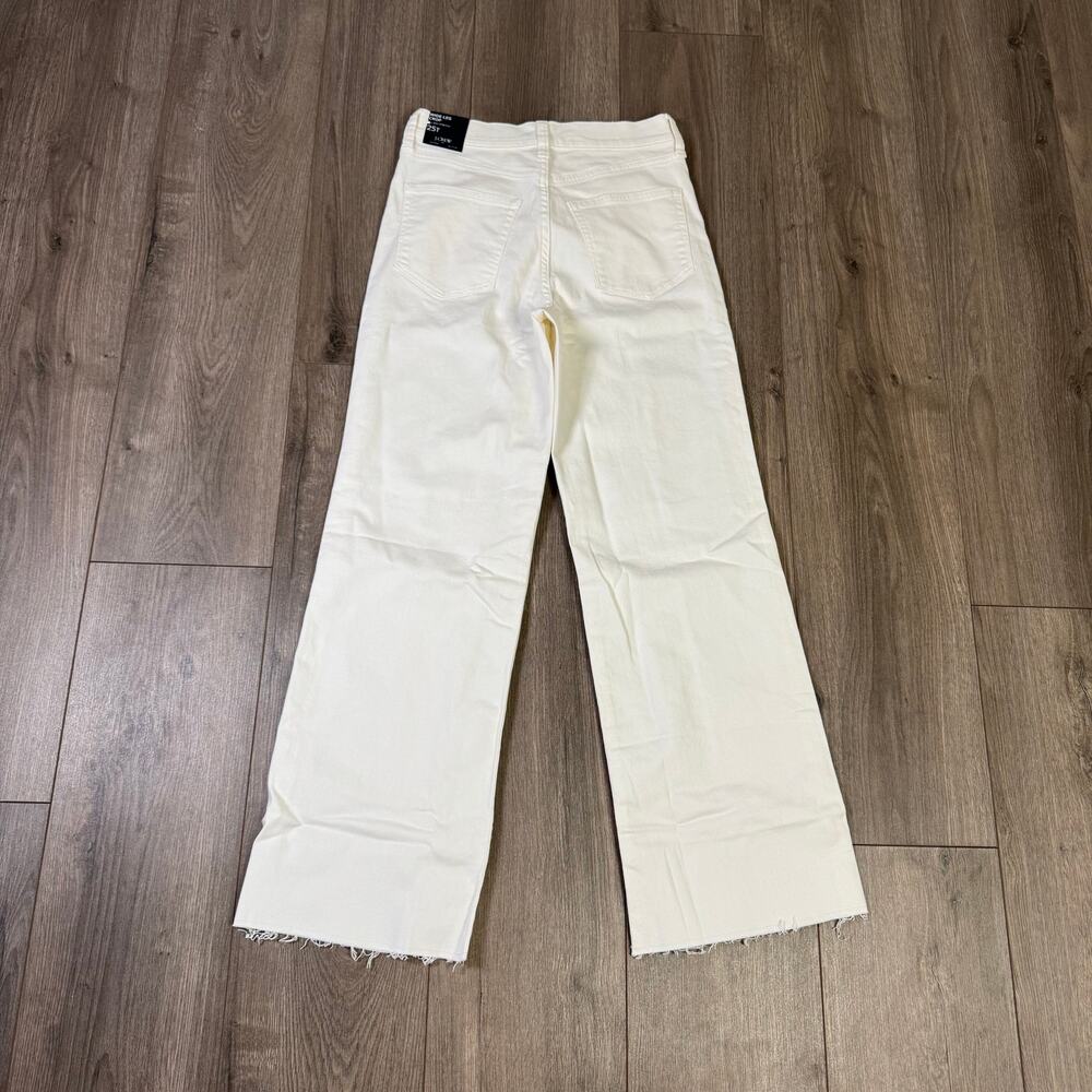 J.Crew Wide-Leg Cut Hem Jean WMN 25T White Denim Hi-Rise Raw Hem Tall BR053 Crop - Picture 6 of 8